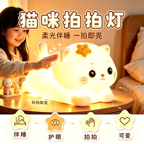星星猫拍拍小夜灯护眼伴睡
