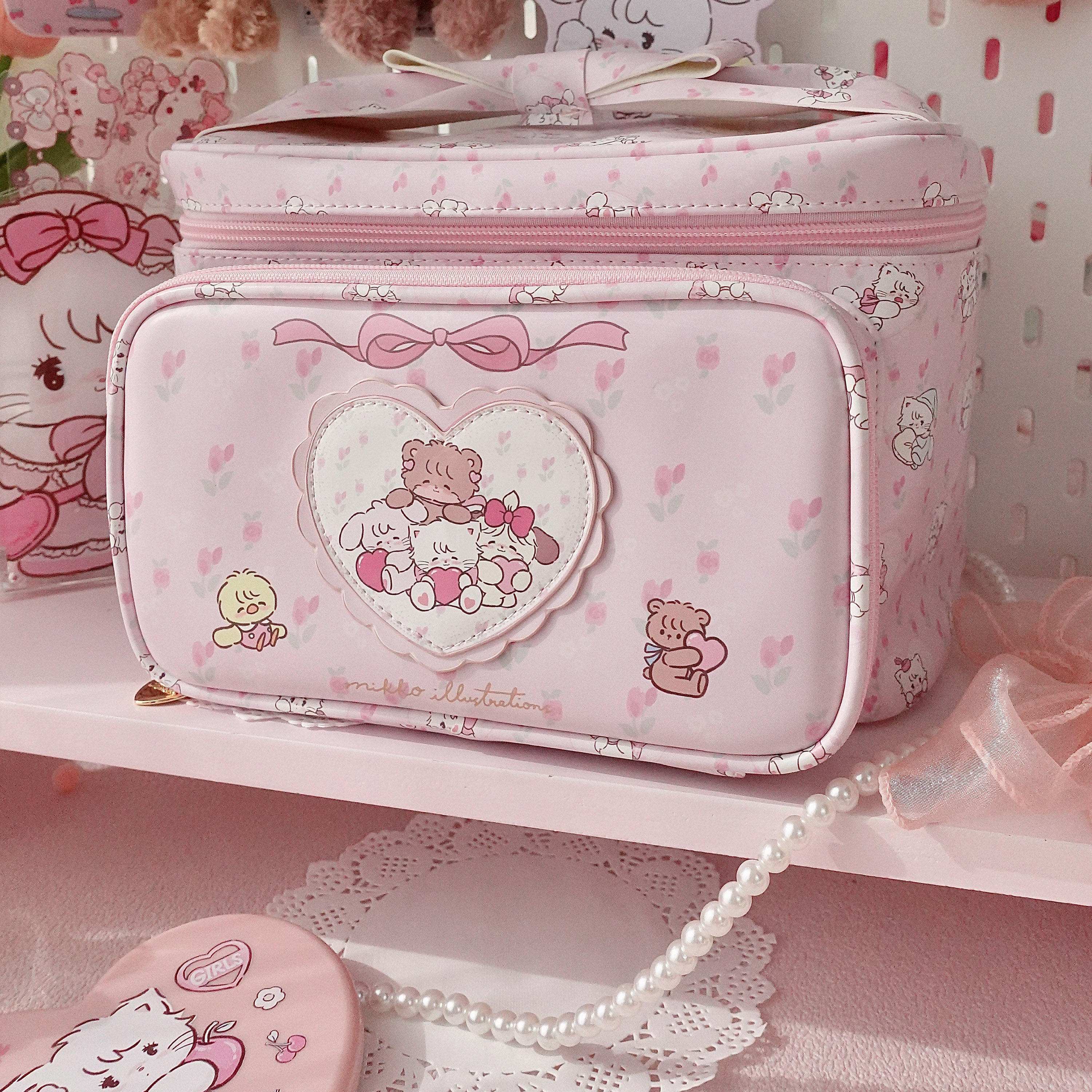 爱心化妆箱包2026新款可爱高颜值大容量便携手提化妆箱包防水收纳,收纳整理,化妆包,淘宝优惠券,粉丝福利购,淘宝优惠卷