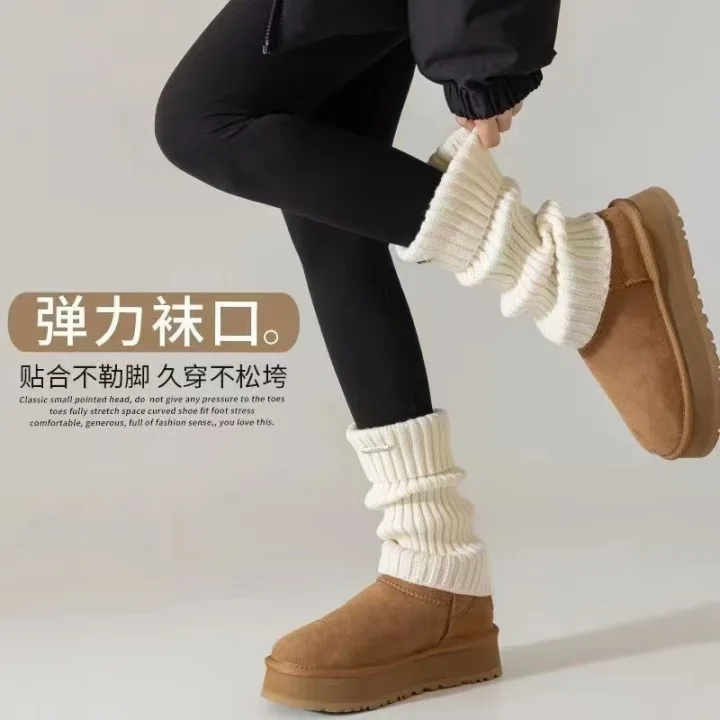 针织袜套白色袜子女小腿袜JK雪地