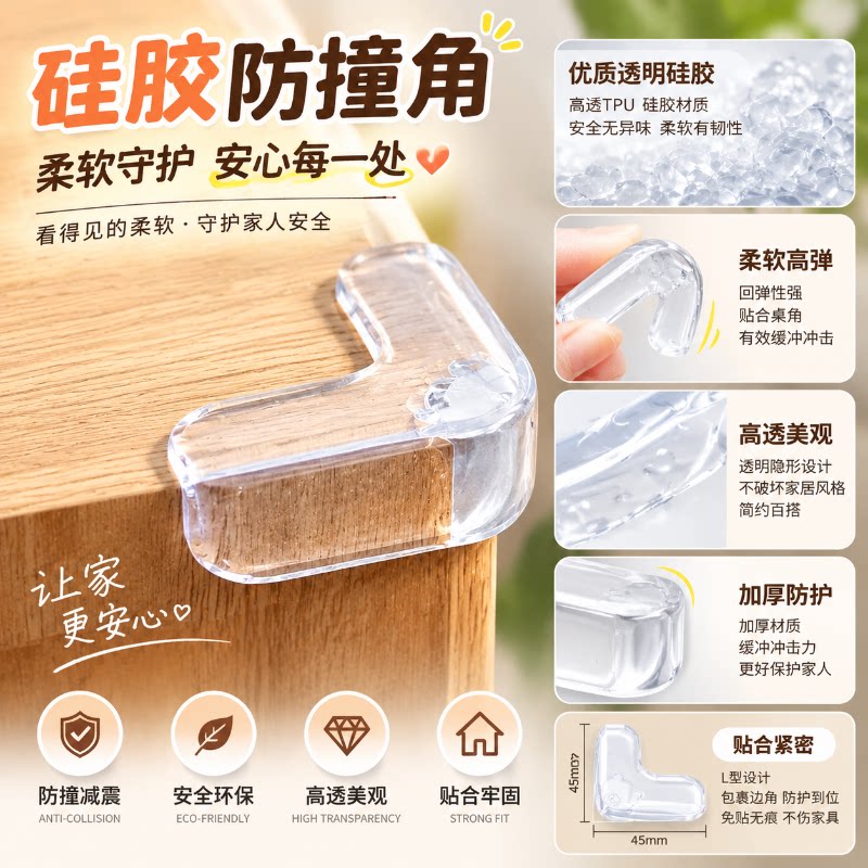 防撞护角软硅胶保护套直角防磕碰神器柜子角包桌子桌角透明防撞贴