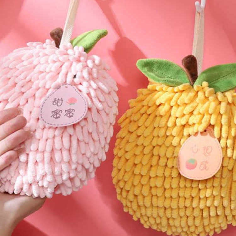 擦手球挂式擦手巾强吸水不掉毛结婚红色喜庆卫生间厨房雪尼尔毛巾