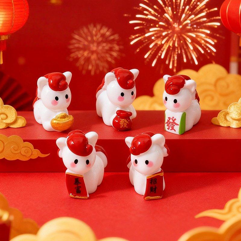 新年摆件2026新年马年发财小马摆件办公室电脑桌工位治愈系车载屏,家居饰品,桌面摆件,淘宝优惠券,粉丝福利购,淘宝优惠卷