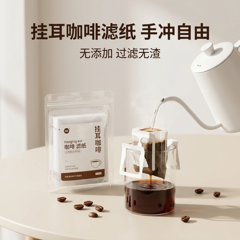 咖啡滤纸挂耳滤纸手冲咖啡粉过滤纸进口挂耳包滤网一次性咖啡滤袋