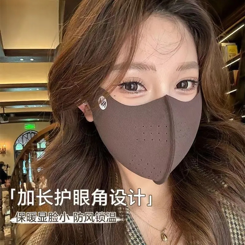 秋冬胶原蛋白暖绒透气简约纯色保暖口罩防风防尘骑行面罩保湿养颜