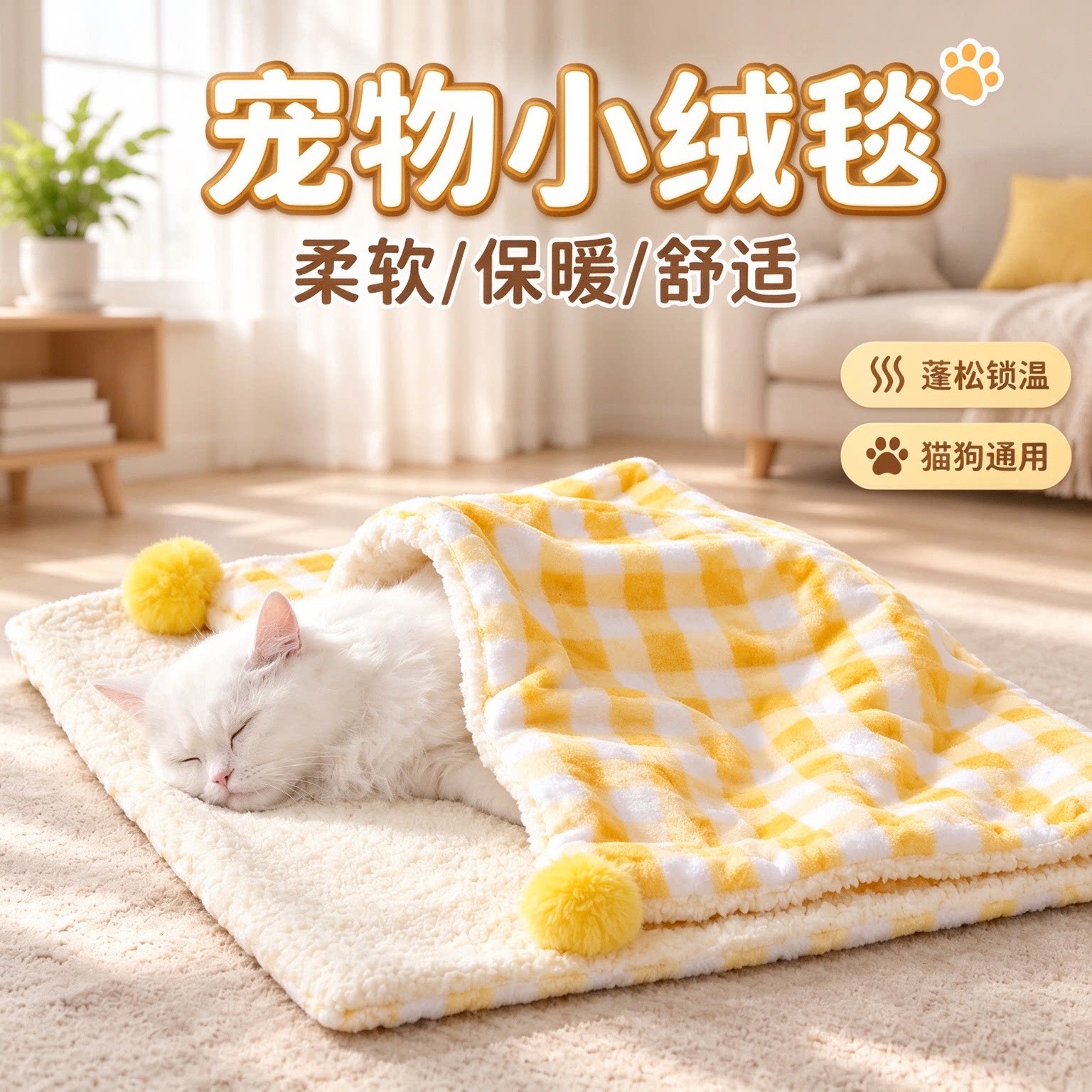 猫咪毯子宠物毛毯冬天小被子狗睡垫地垫地毯猫窝专用猫垫子睡觉用