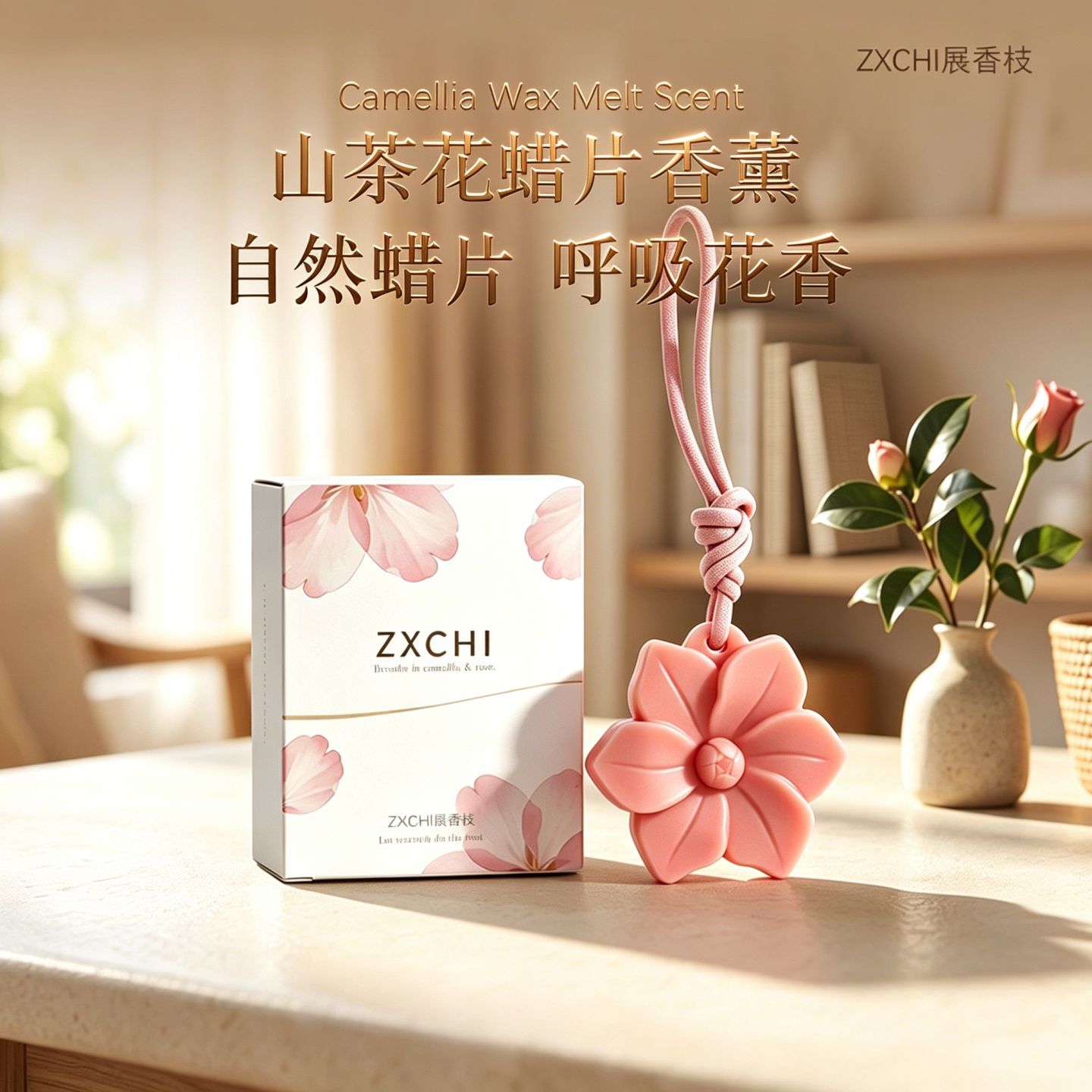 西苔山茶花蜡片固体家用衣柜持久衣橱香薰蜡片高级感挂件