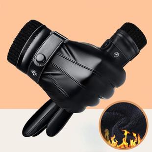 加绒加厚保暖皮手套骑行开车摩托车薄款 真皮手套男士 女士冬季