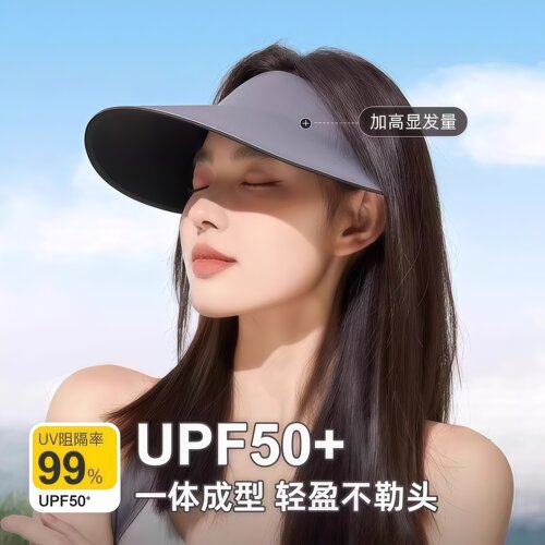 无痕一体遮阳防晒帽子紫外线女高颜夏季2026新款帽檐运动空顶折叠