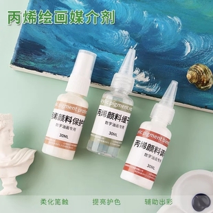 增加光泽亮度防水防晒丙烯调和液保护剂缓干剂数字油画专业媒介剂丙烯调和液保护剂缓干剂数字油画提亮出色