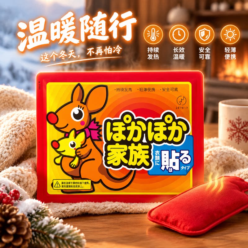 袋鼠家族暖贴自发热暖宝宝贴冬季防寒暖身贴腰腹便携保暖贴