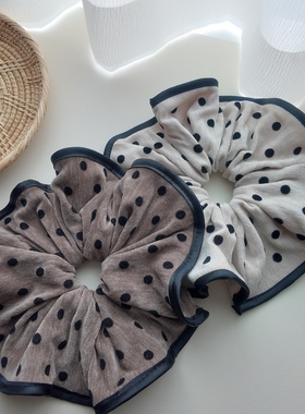 绝美超大号纯色波点丝绒大肠发圈女秋冬高级感头花扎头发头绳发饰