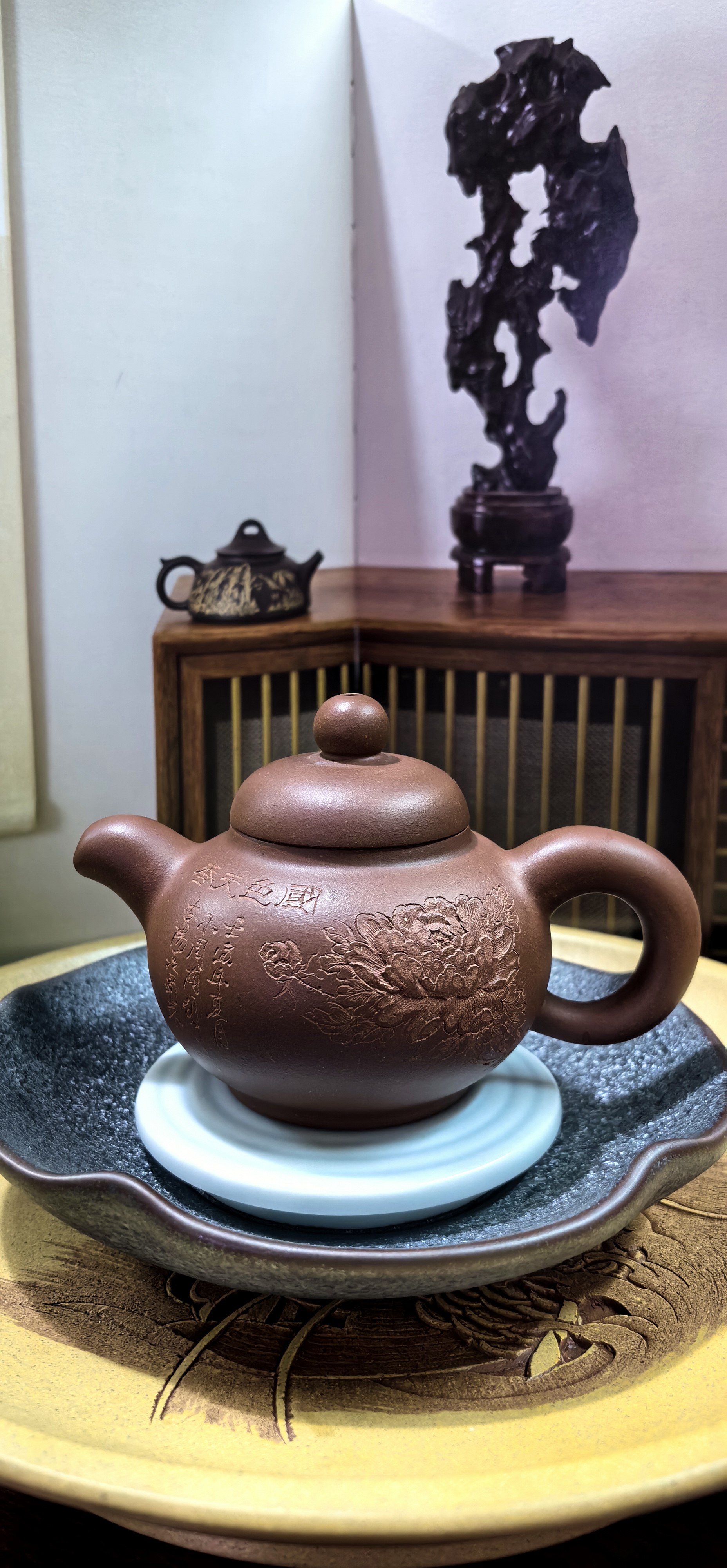 鸿薇茶行宜兴紫砂壶茶具鲍学勤国色天香牡丹壶茗香壶红皮龙140cc