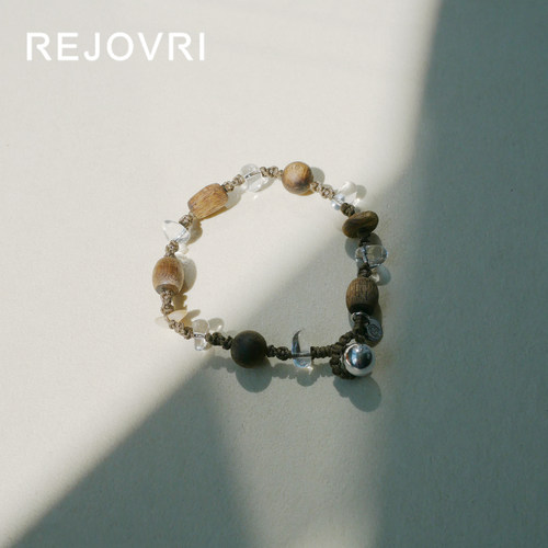 REJOVRI芮觉 沉香奇楠白水晶手工编绳手链S925银小众原创礼物女