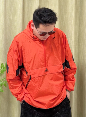 阿迪达斯半拉链套头衫男装新款宽松连帽运动外套H40214