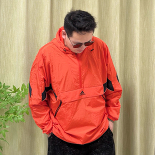 宽松连帽运动外套H40214 新款 阿迪达斯半拉链套头衫 男装