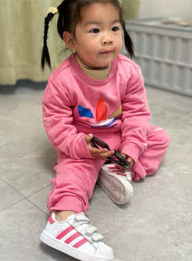 Adidas/阿迪达斯夏季儿童休闲运动套装上衣长裤 H25295