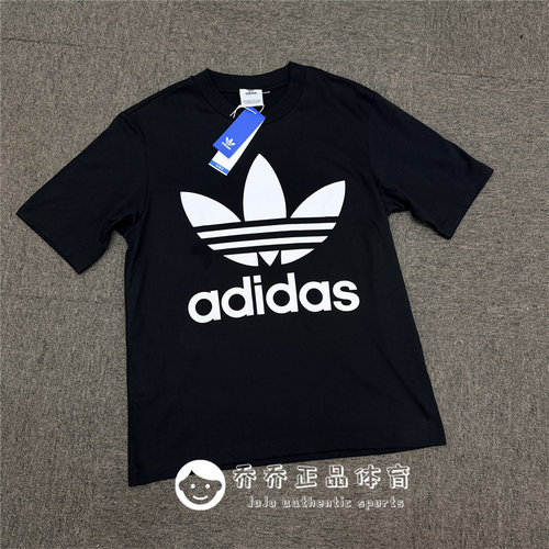adidas三叶草 男女夏季大LOGO宽松版运动休闲圆领短袖T恤CW1211