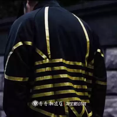 Adidas Trefoil Men's Sports Casual Black and Gold Big Logo Fashion Stand Collar Jacket Fs7323