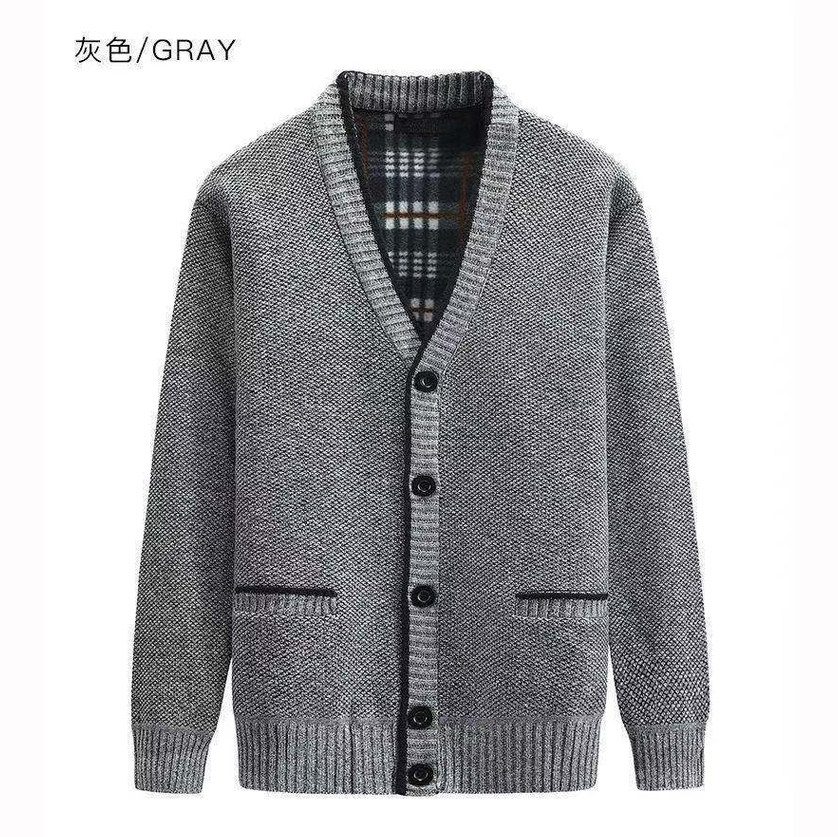 春秋新款中老年人毛衣开衫爸爸装冬季针织衫保暖加厚外套爷爷男装