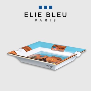 ASHTRAY 法国Elie ROUTE 66号公路陶瓷雪茄烟灰缸 Bleu