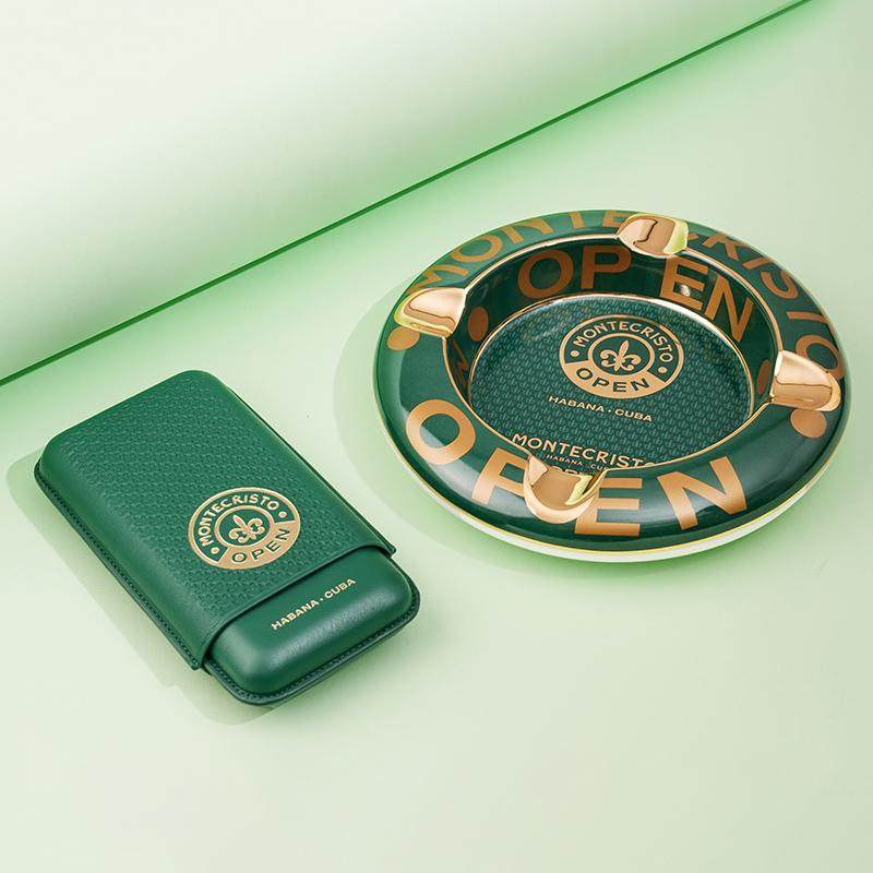 Habanos哈伯纳斯正品 蒙特Open四人位陶瓷雪茄烟灰缸三支装雪茄套