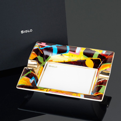 世纪雪茄烟灰缸涂鸦风格骨瓷制作