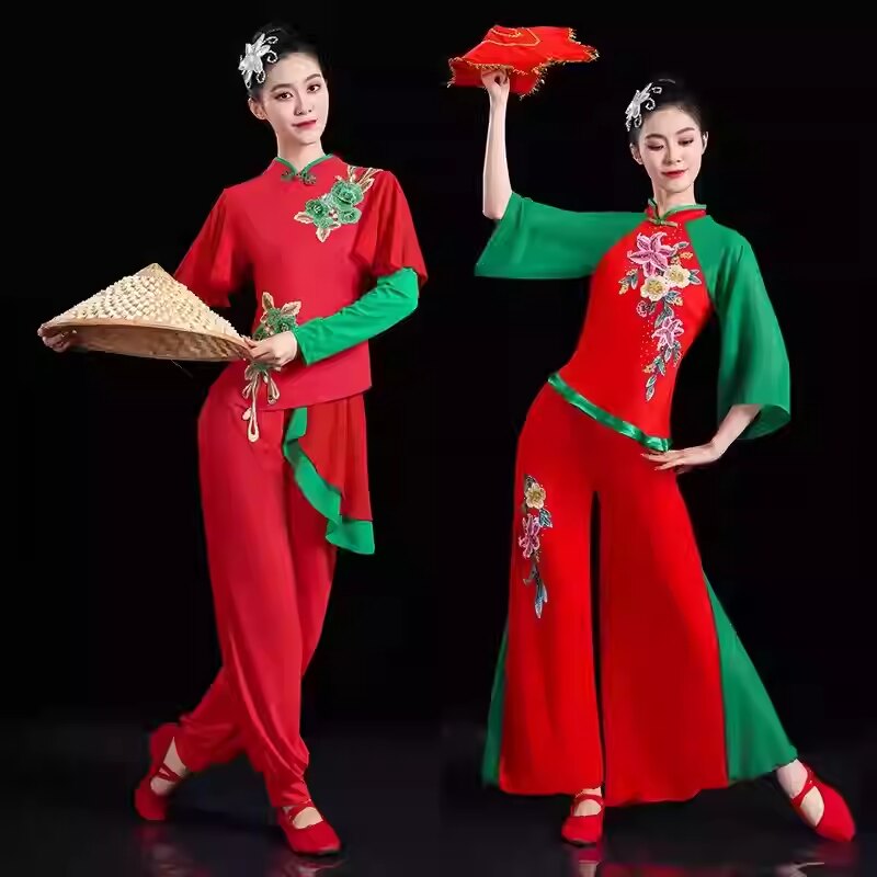 新款春款女秧歌广场舞演出套装