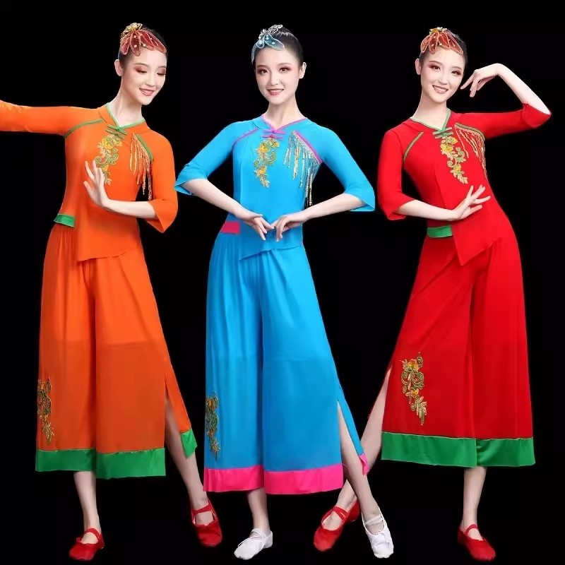 新款女跳古典舞秧歌服表演出套装