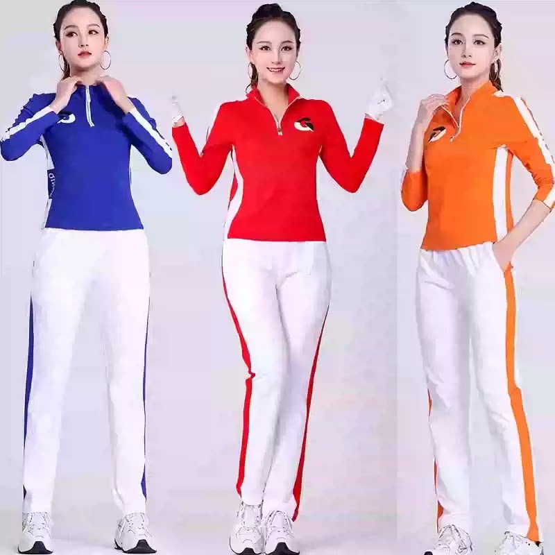 纯棉休闲运动服套装女新款长袖团队服健身健步演出跳广场舞蹈服装