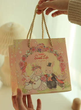 原创Bunny lulu兔子结婚礼物袋伴手礼礼品袋手提包装袋喜糖袋子