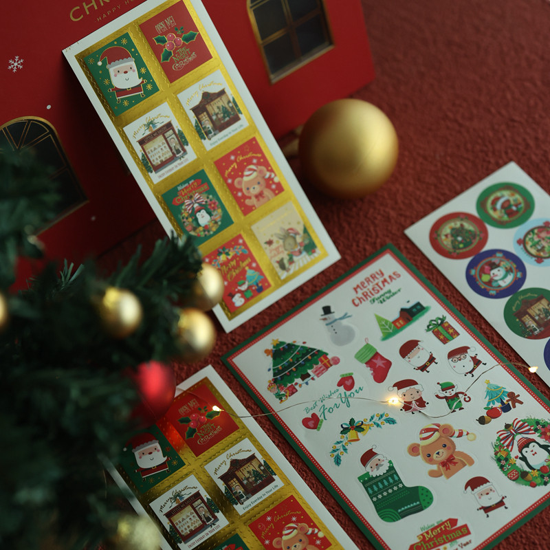 原创圣诞手绘不干胶贴烘焙礼物包装盒卡通手写祝福卡配饰片,节庆用品/礼品,糖盒/糖盒配件,淘宝优惠券,粉丝福利购,淘宝优惠卷