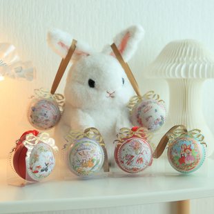 Bunny lulu兔子小圆盒球形精灵球喜糖盒结婚伴手礼马口铁喜糖盒子