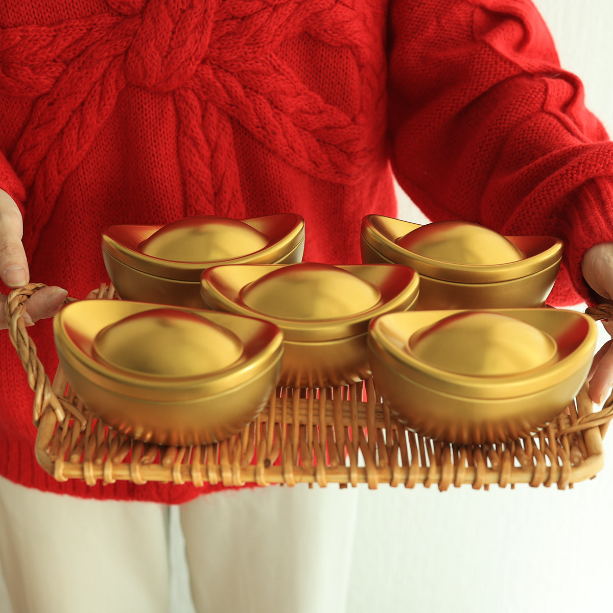 新年礼盒包装盒创意金元宝曲奇饼干糖果年货礼品盒小铁盒喜糖盒空