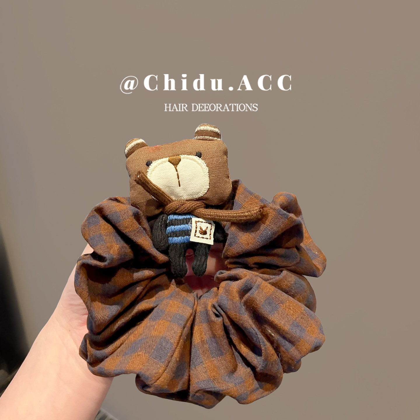 新款布艺小熊格子大肠发圈可爱少女扎马尾头绳ins卡通丸子头发绳,饰品/流行首饰/时尚饰品新,发饰,淘宝优惠券,粉丝福利购,淘宝优惠卷