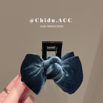 丝绒蝴蝶结抓夹中号女秋冬后脑勺发夹2025新款爆款高级感鲨鱼夹