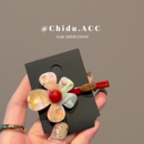 韩国东大门新款 小众设计感炫彩色花朵发夹少女感刘海碎发夹头饰