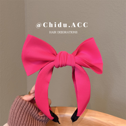 侈度饰品玫红色蝴蝶结发箍