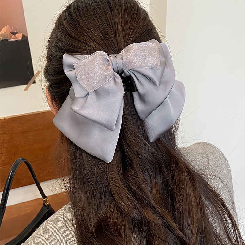 缎面蝴蝶结马尾夹时尚气质抓夹公主风2025新款后脑勺半扎发夹头饰
