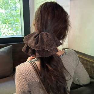 高级感豹纹裙摆抓夹女2025新款复古后脑勺发抓半扎发马尾发夹发饰