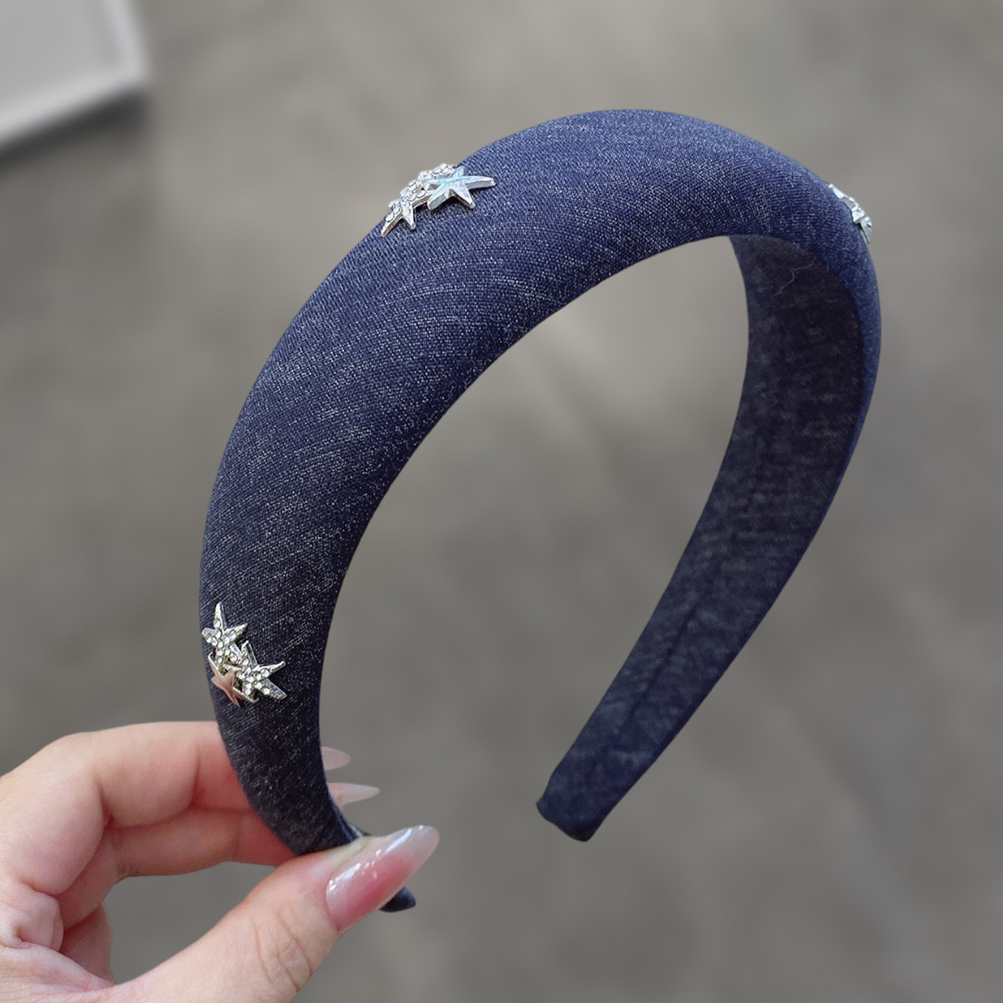 小众轻奢闪钻星星发箍加厚宽边海绵高颅顶显脸小防滑压发头箍发饰