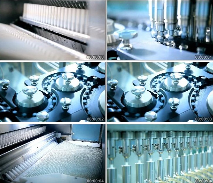 医疗医药自动机械生产线医药药品打包包装高清实拍视频素材a2411