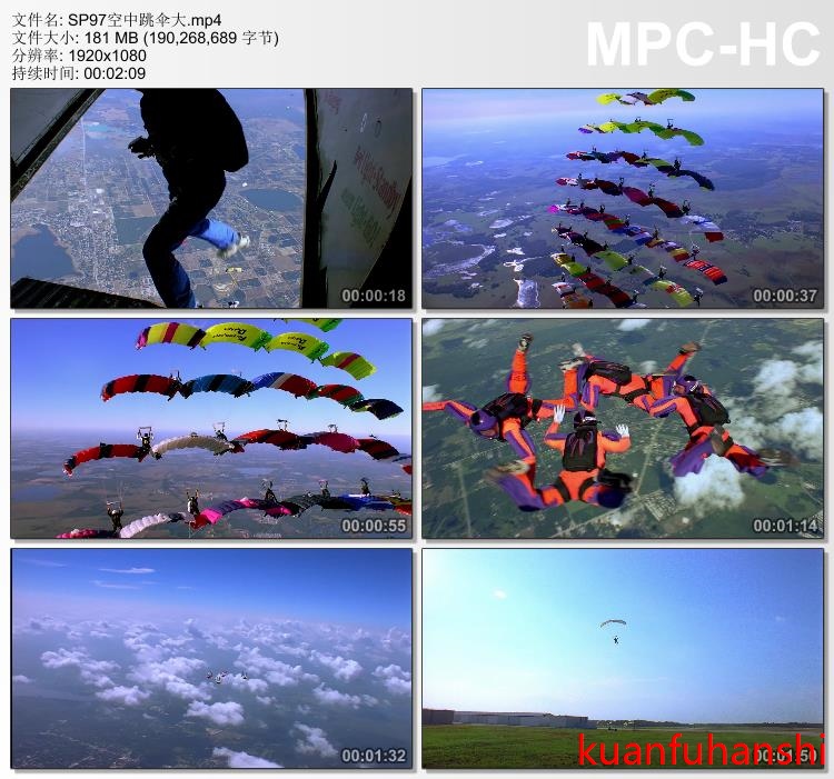 SP97高空跳伞高清实拍视频素材 梦想团队跳伞空中表演蓝天白云