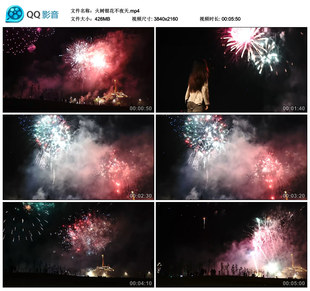 火树银花不夜天夜晚烟花绽放美景夜空礼花喜庆祝4K高清视频素材