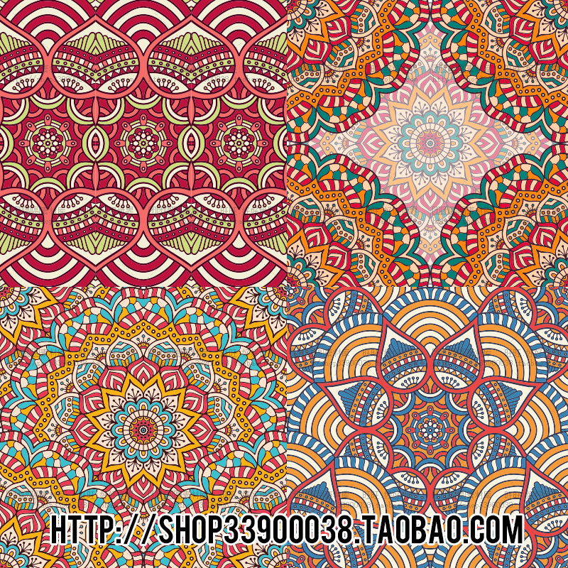 名族风格中国传统古风少数民族风花纹纹样图案设计30EPS素材