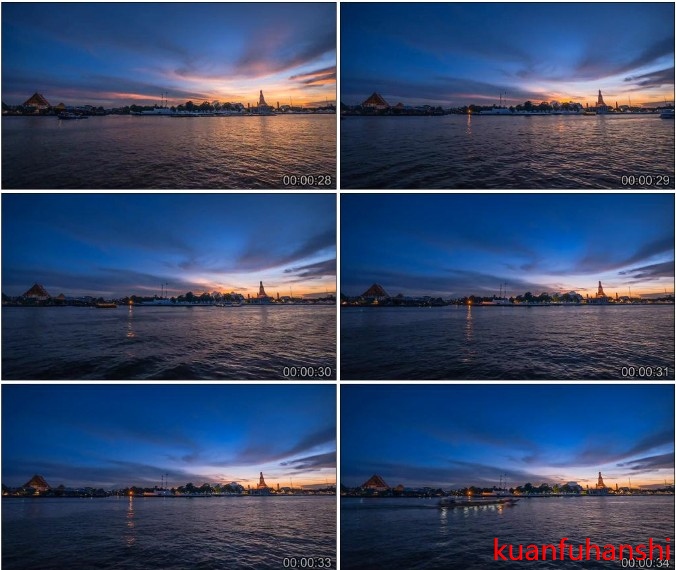 高清实拍视频素材昭披耶河河（湄南河）日出日落景象