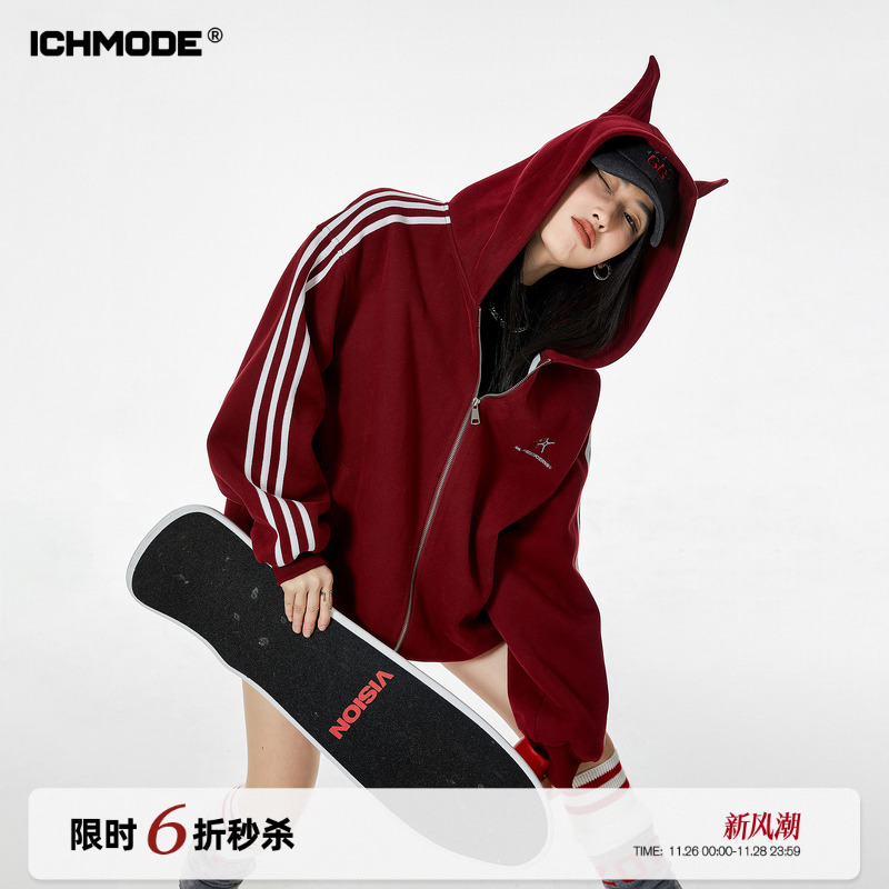 美式耳朵开衫外套女宽松上衣