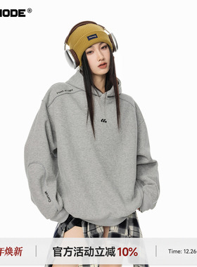 ICH MODE 美式复古宽松连帽卫衣女新款春季宽松运动上衣帽衫外套
