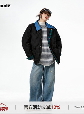 ICH MODE 美式复古棉服夹棉外套女款秋冬季轻薄棉衣棉袄夹克新款