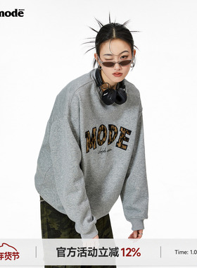 ICH MODE 美式灰色圆领卫衣女2026年春季新款宽松慵懒风外套上衣