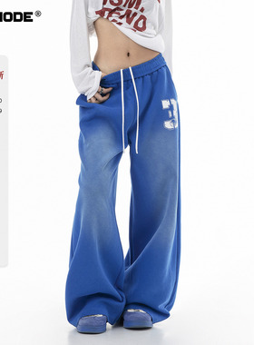 ICH MODE 美式复古水洗休闲裤女春季直筒裤宽松阔腿裤运动裤卫裤